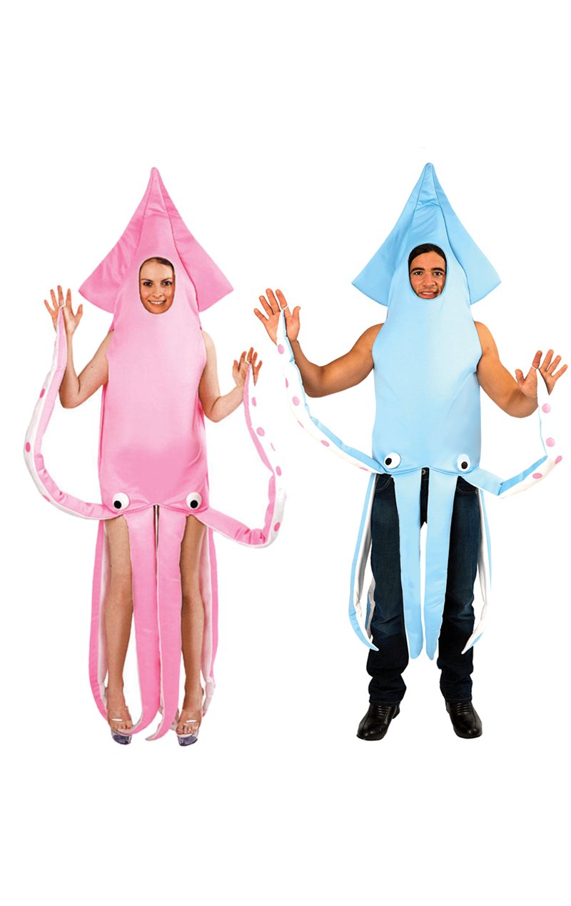 Blue & Pink Squid Couples Costume - Joke.co.uk