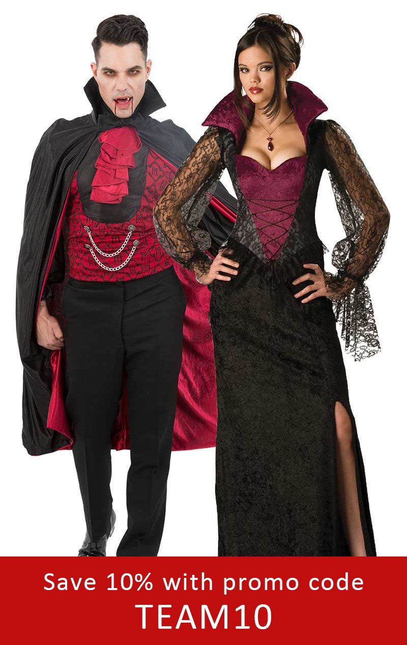 Gothic Vampiress & Count Bloodythirsty Couples Costume - Joke.co.uk