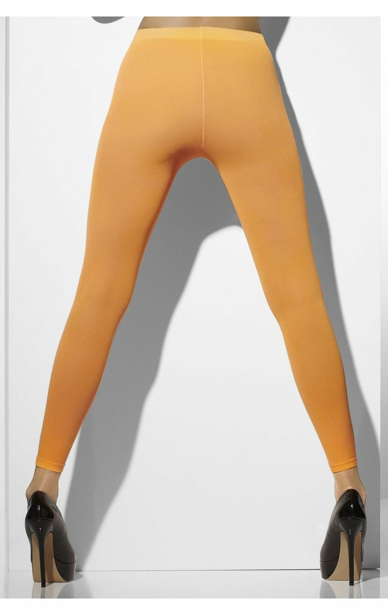 Neon Orange Footless Tights - Joke.co.uk