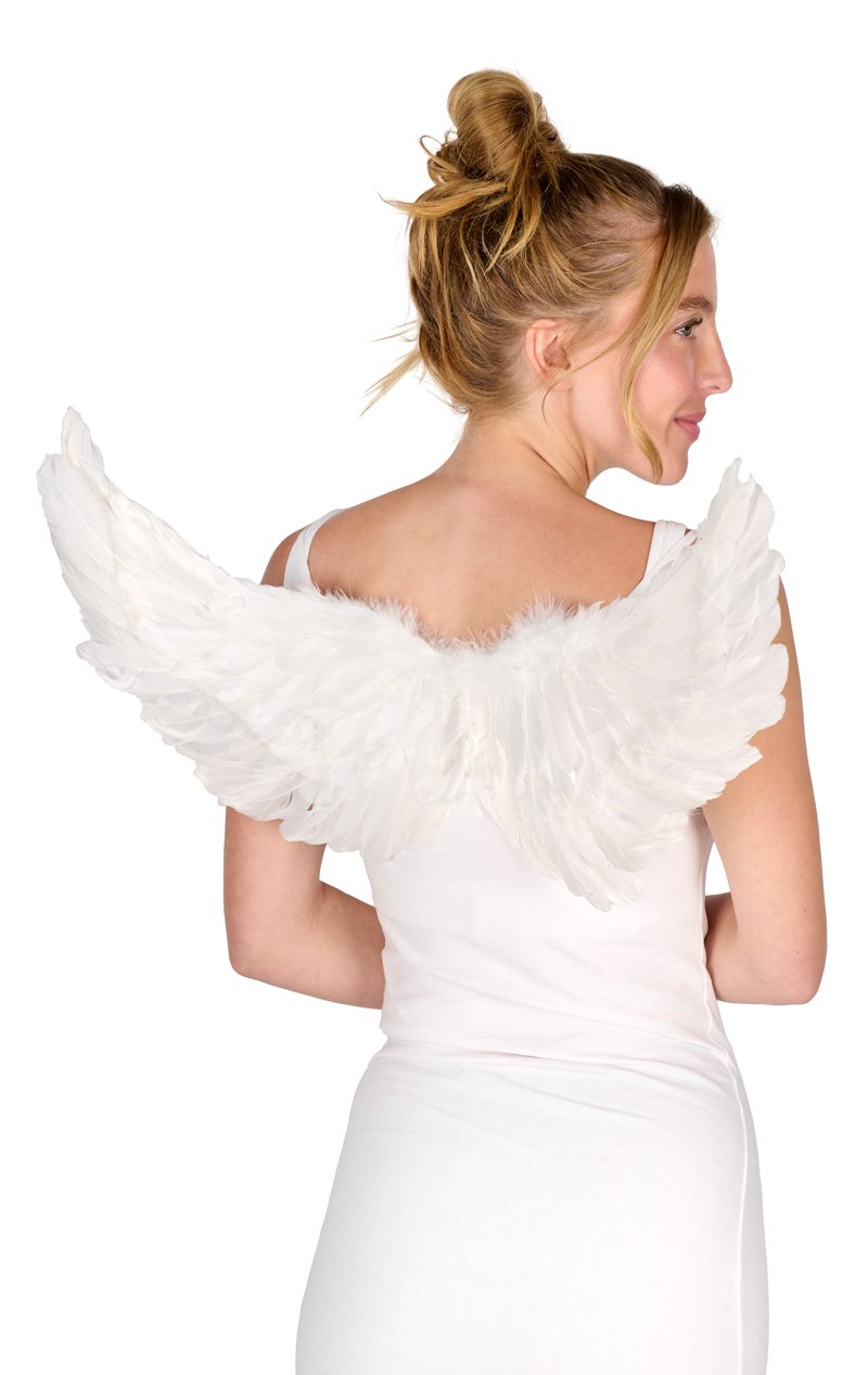 White Feather Wings Accessory 55cm x 55cm - Joke.co.uk