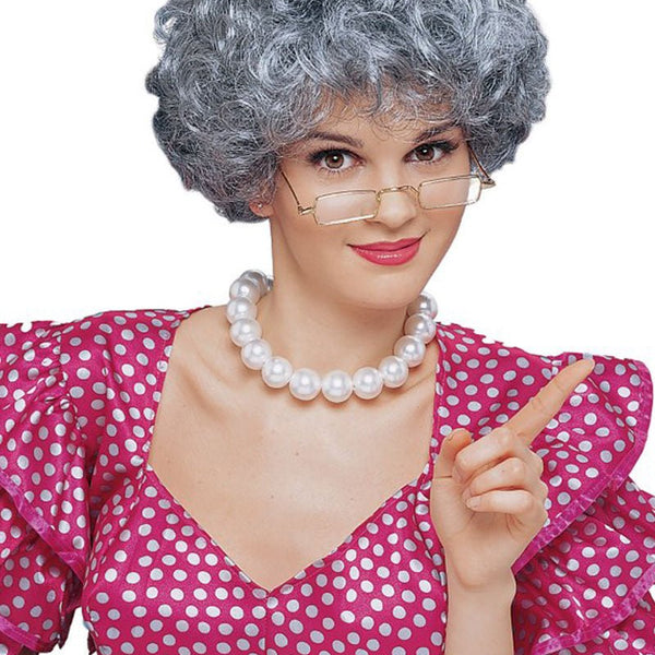 Short grey Granny Wig Accessory